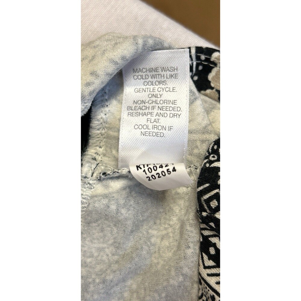 J.Jill Wearever Collection large Top black 3/4 sleeve Layered Hem White Print - Picture 5 of 7